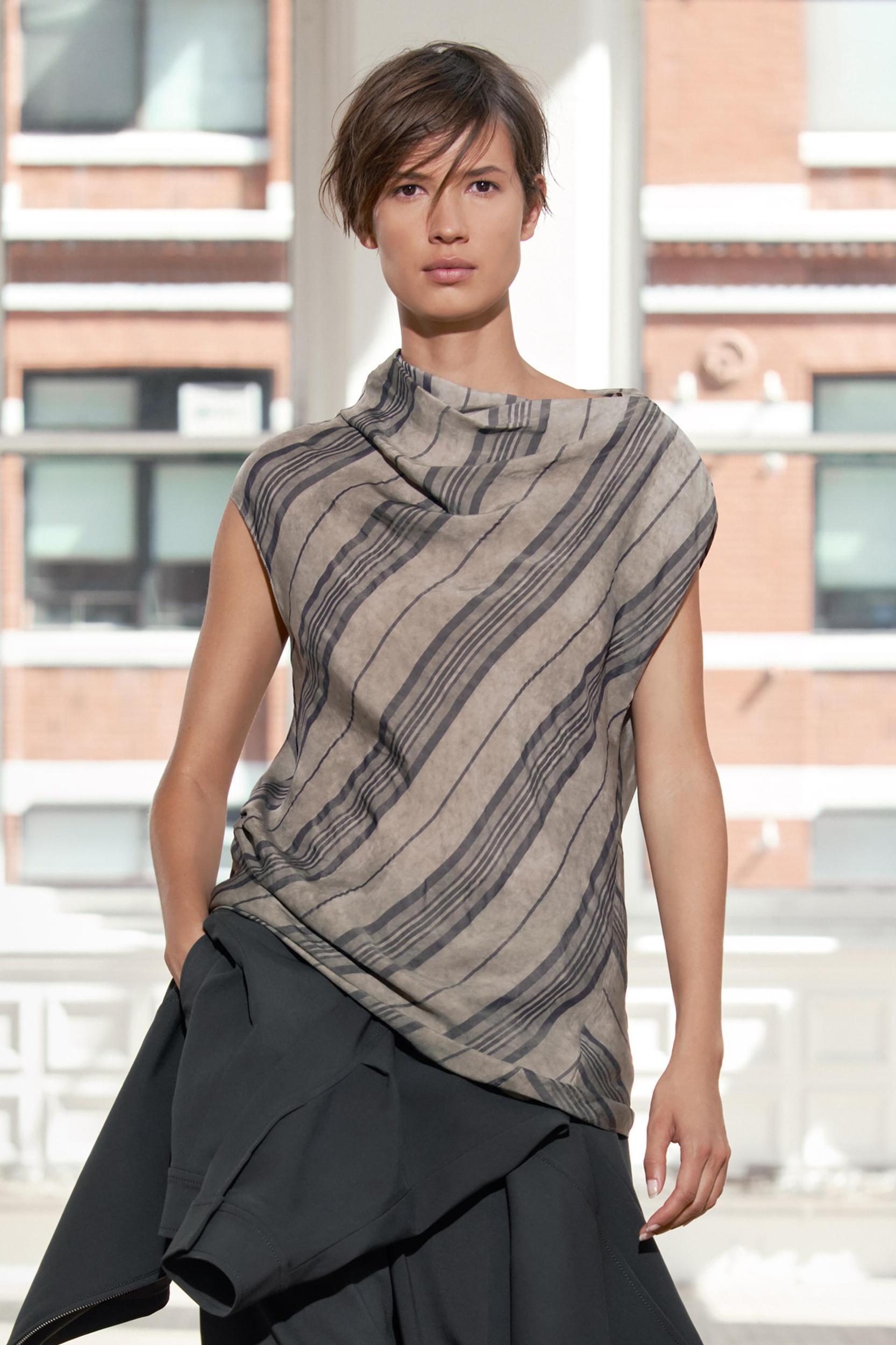 STRIPED DRAPED TOP ZW COLLECTION Product Image