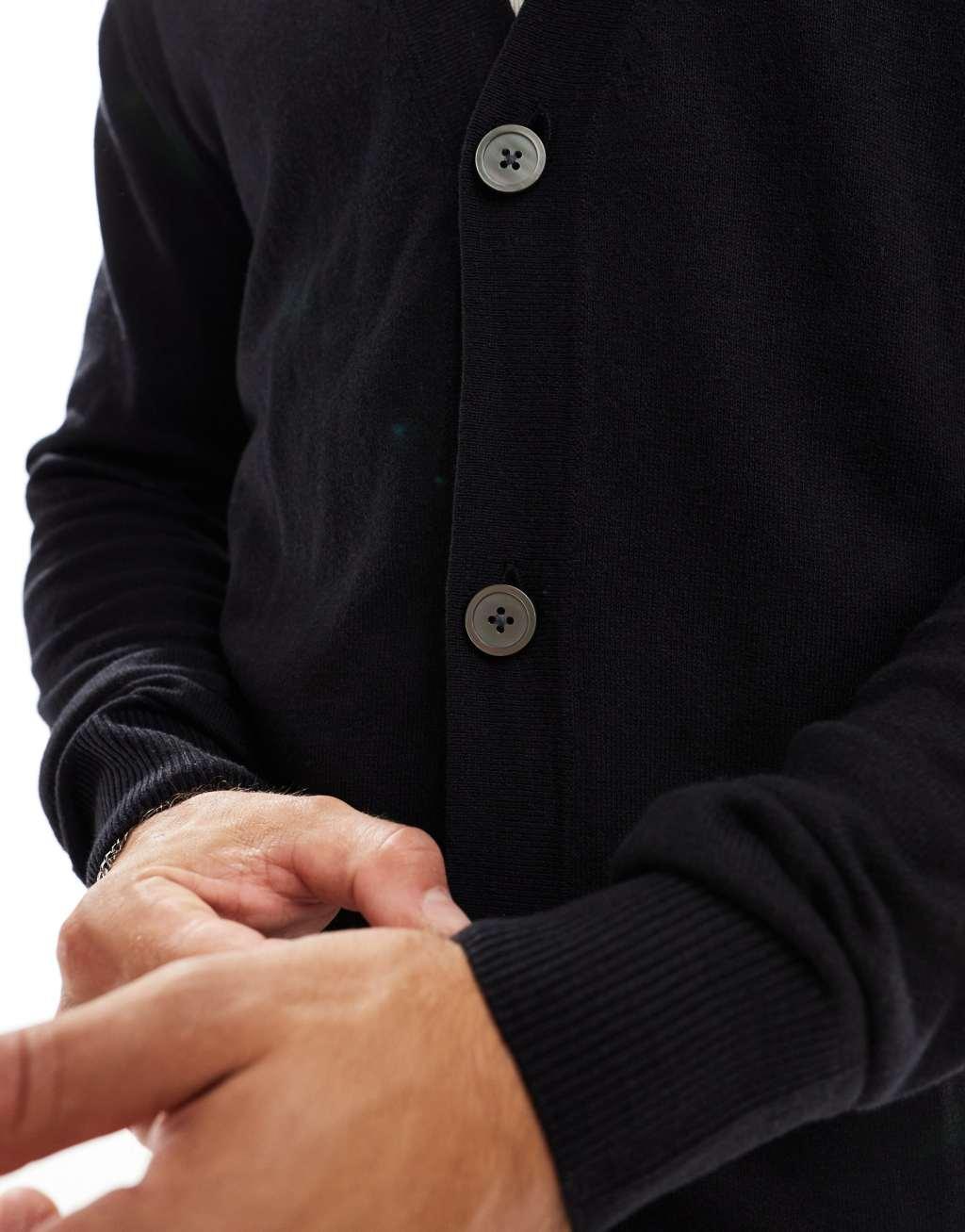 Jack & Jones light weight cardigan in black  Product Image