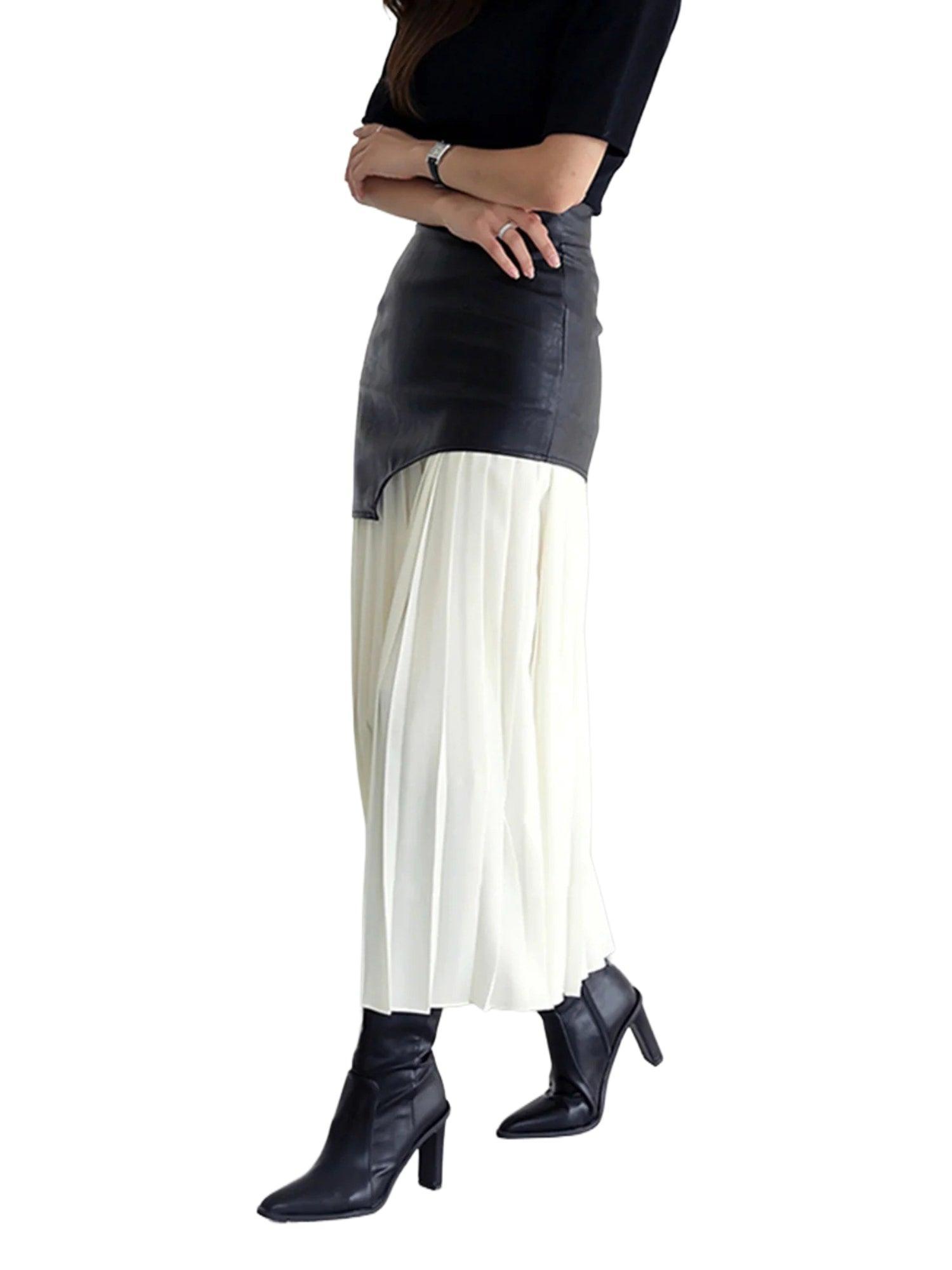 Lily Clothing Patchwork Pleats Skirt Product Image