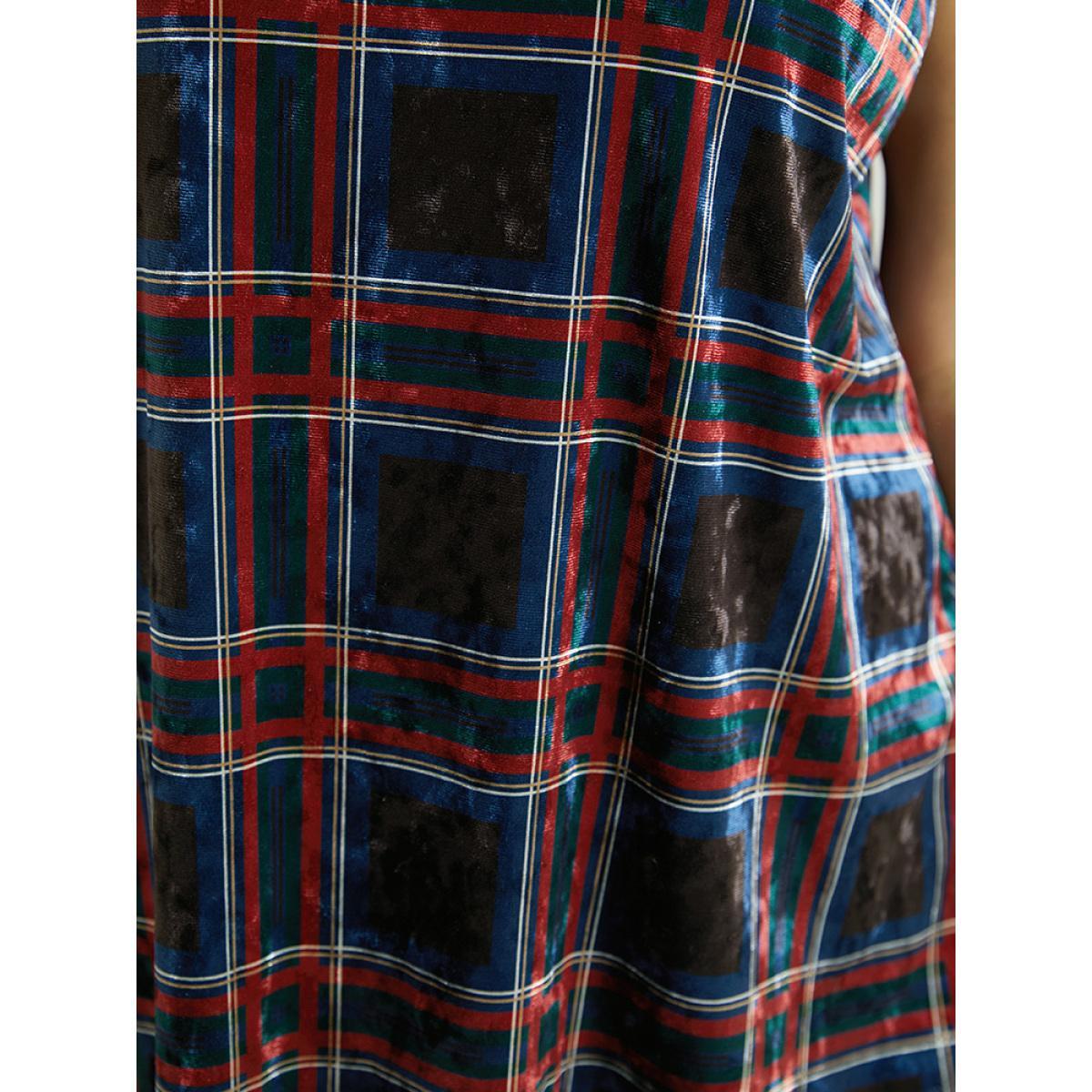 Plus Size Plaid Print Adjustable Straps Cami Top Women Multicolor Casual Adjustable Straps Spaghetti Strap Festival-Christmas Tank Tops Camis BloomChic 26/4X Product Image