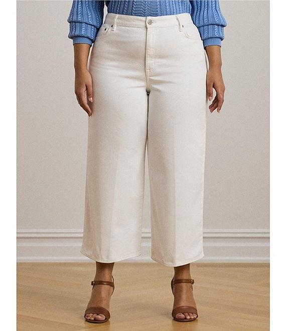 Lauren Ralph Lauren Plus Size High-Rise Wide-Leg Cropped Jeans Product Image