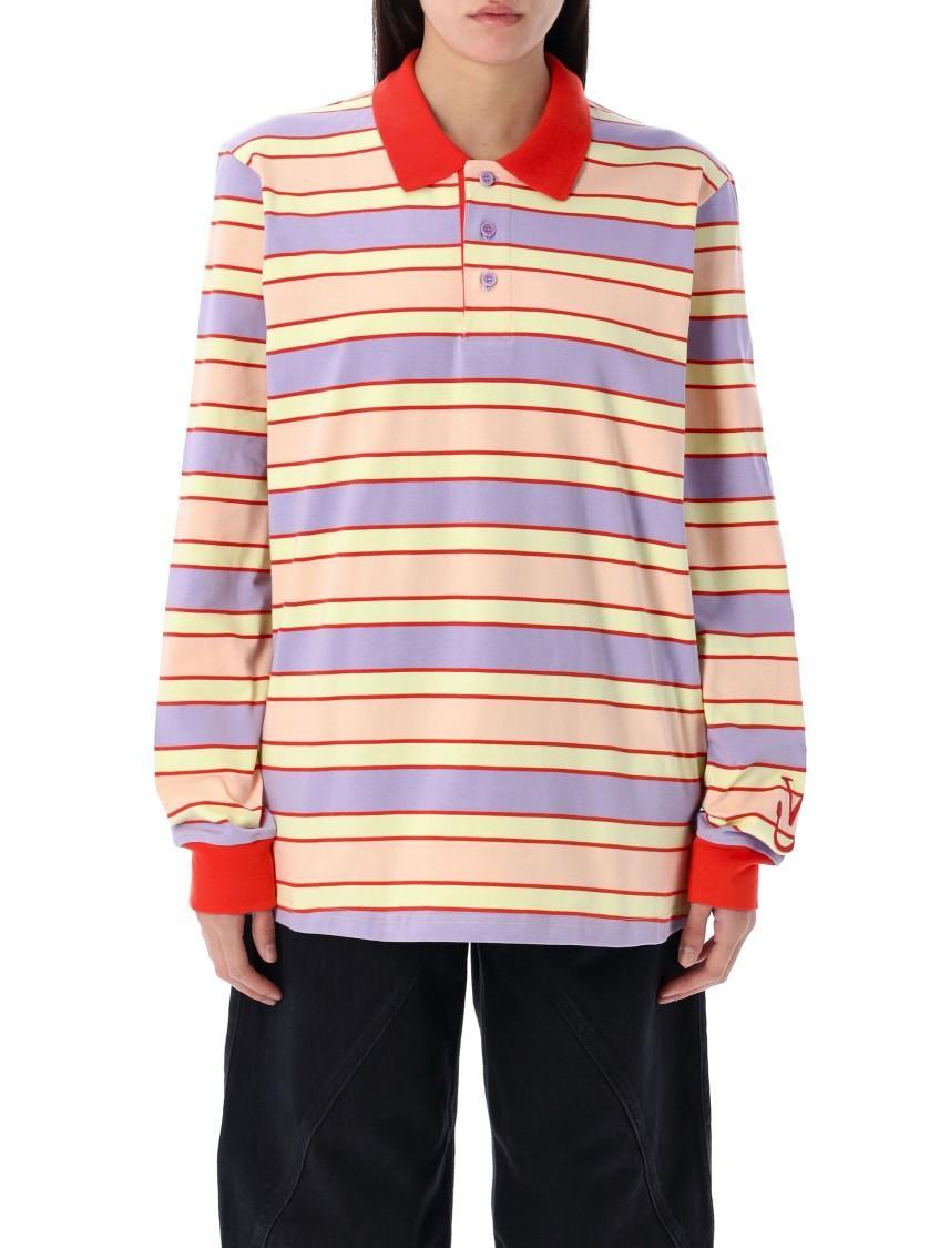 JW ANDERSON Striped Polo Long Sleeves In Purple Product Image