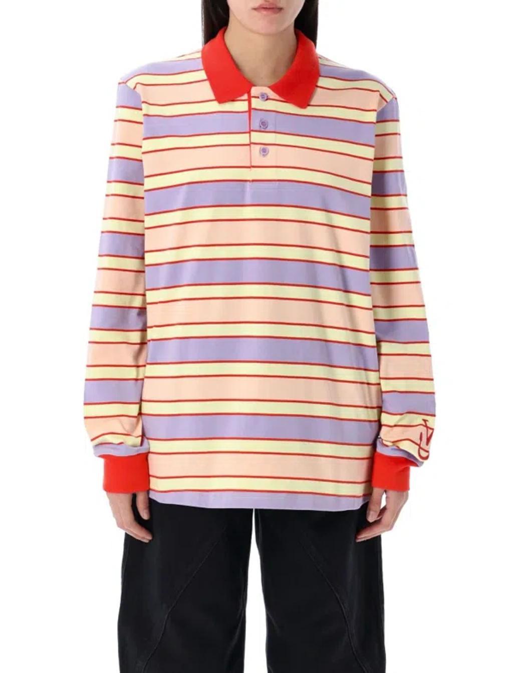 JW ANDERSON Striped Polo Long Sleeves In Purple Product Image