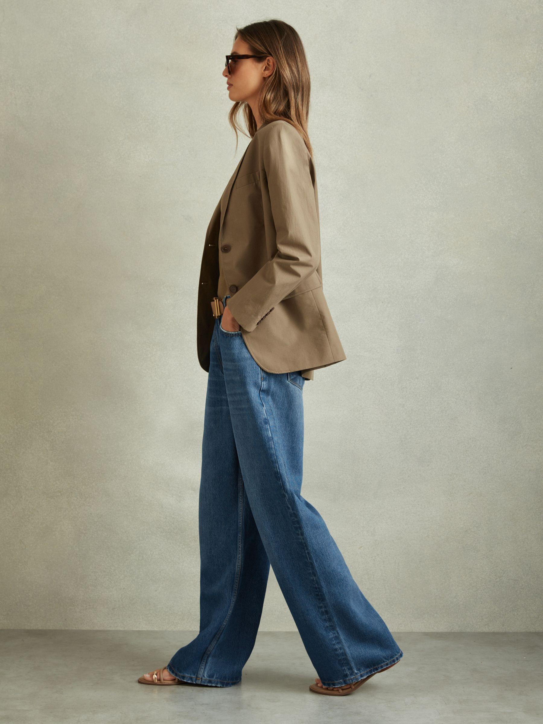 Lightweight Viscose Blend Relaxed Jeans in Mid Blue Product Image