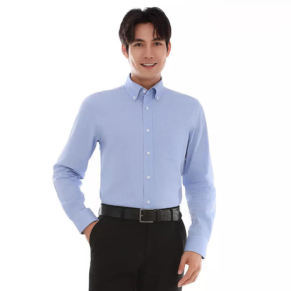 Men's Bespoke Classic-Fit Pinpoint Oxford Dress Shirt, Size: XL-36/37, Green Product Image