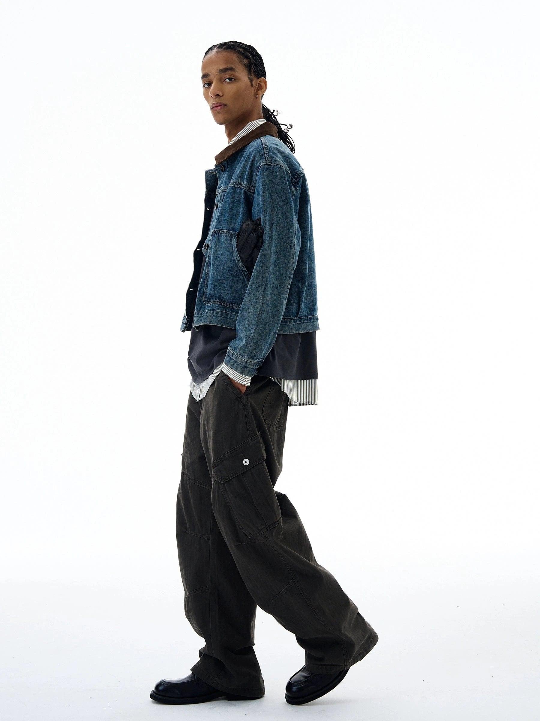 RT No. 19557 BROWN COLLAR DENIM JK Product Image