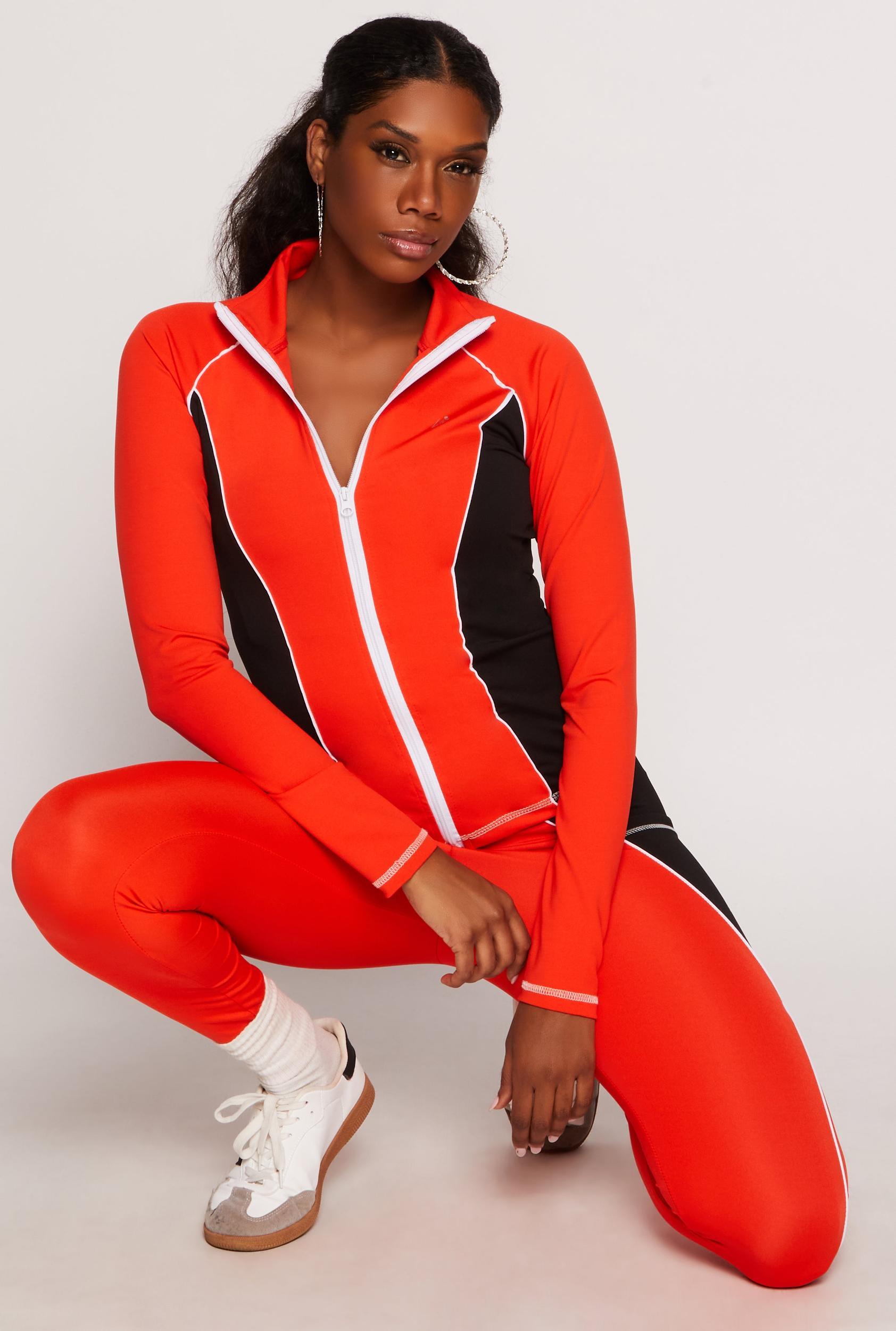 Womens Color Block Contrast Piping Track Jacket Product Image