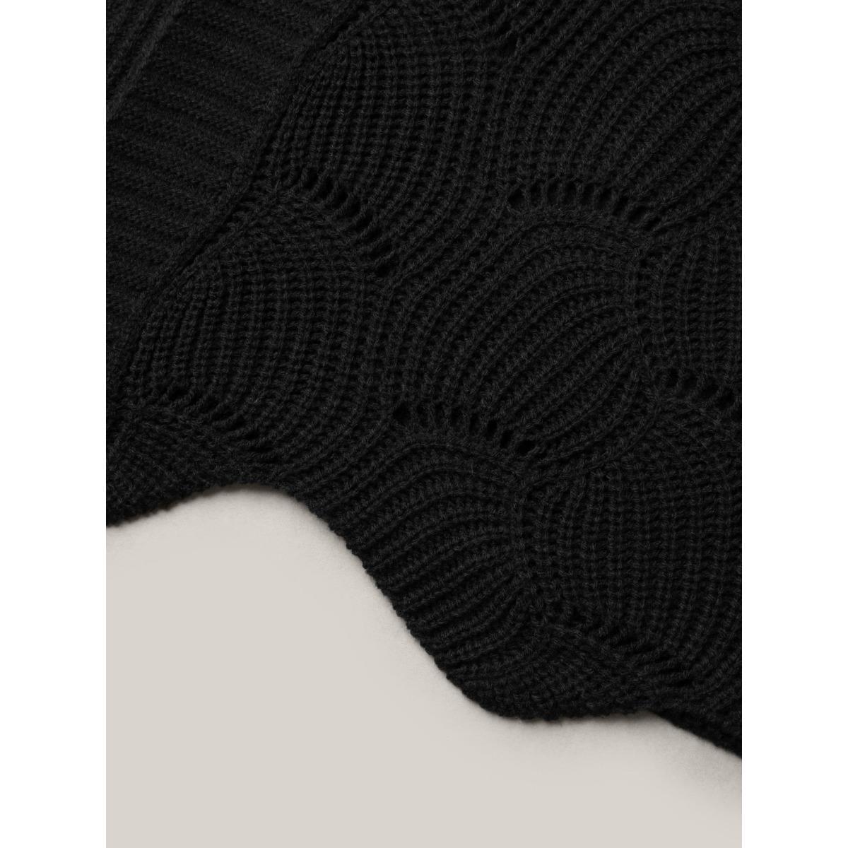 Plus Size Textured Cut-Out Open-Front Cardigan Black Women Casual Loose Long Sleeve Everyday Cardigans BloomChic 28/5X Product Image