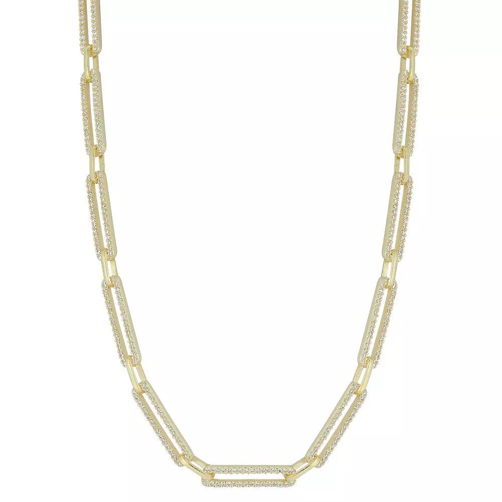 Sunkissed Sterling 14k Gold Over Silver Cubic Zirconia Link Choker Necklace, Womens Gold Tone Product Image