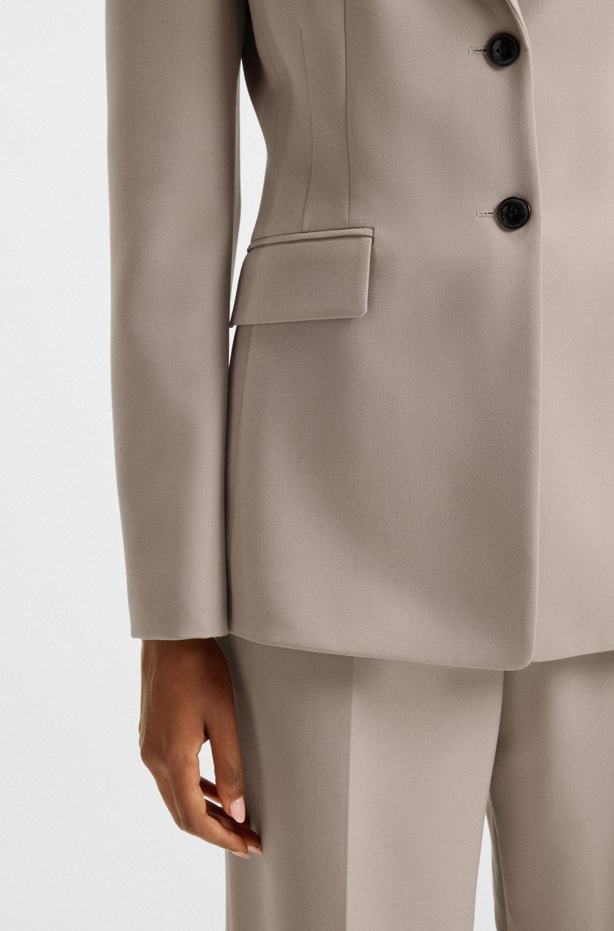 HUGO - Regular-fit blazer in pinstripe stretch fabric - Light Beige Product Image