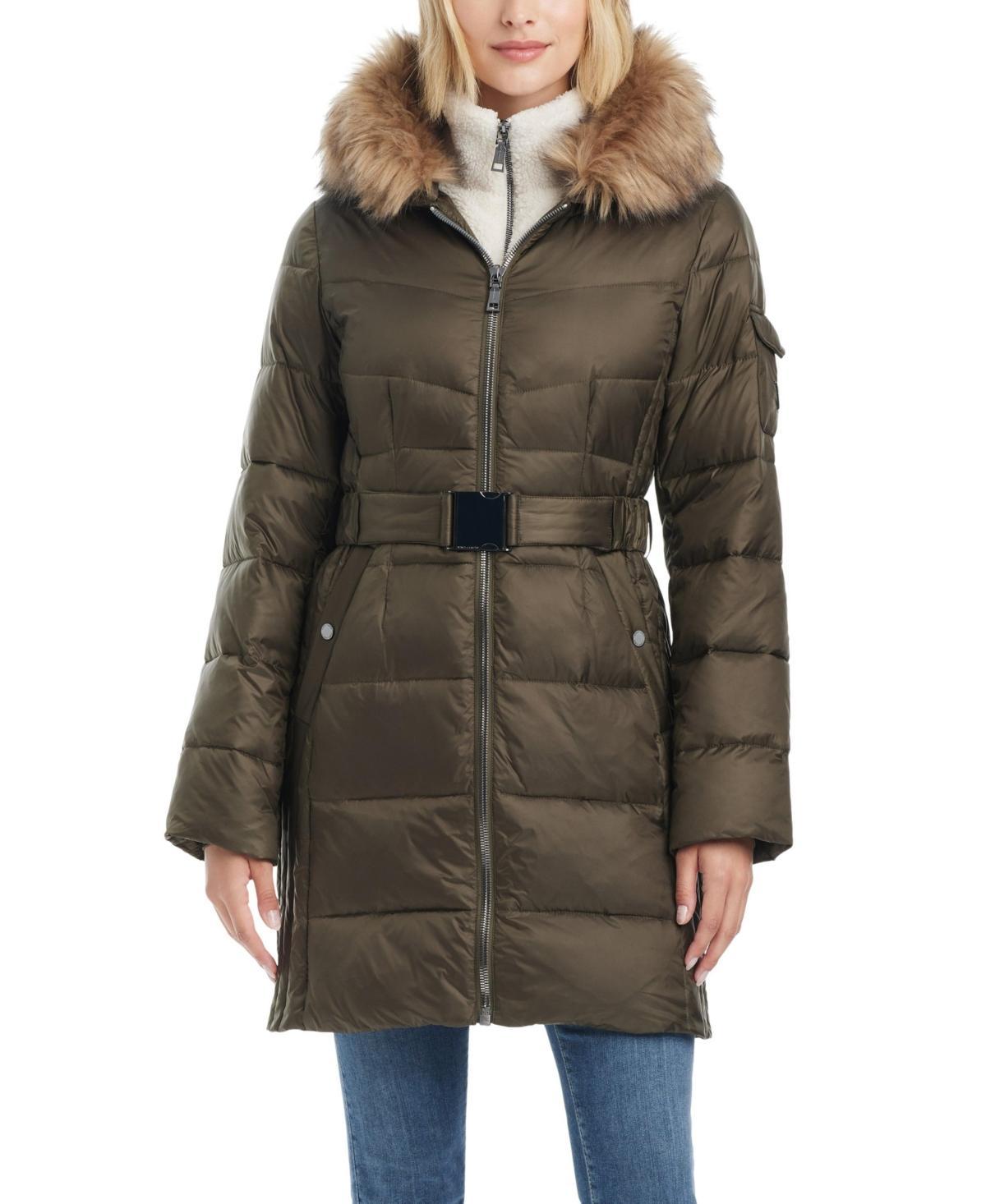 Vince Camuto Womens Single-Breasted Mid-Length Fitted Puffer Coat Product Image