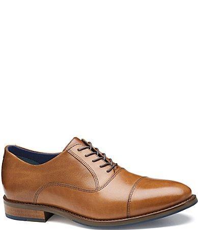 Johnston  Murphy Mens Landry Embossed Leather Cap Toe Lace Up Oxfords Product Image
