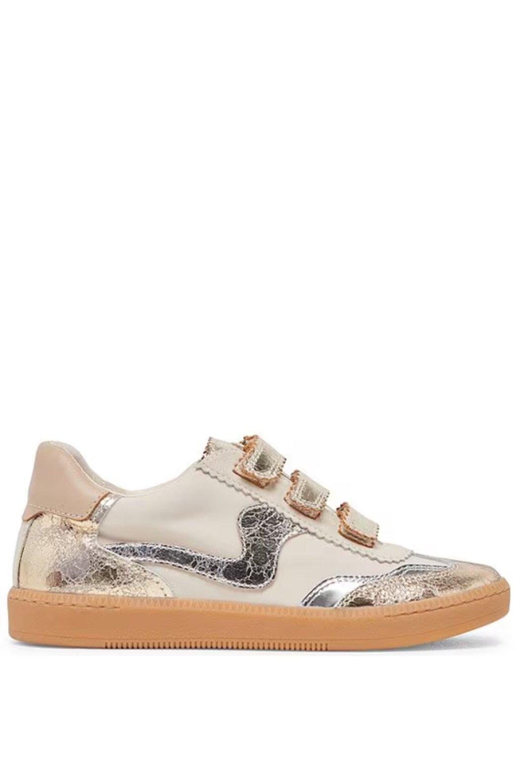 Notice Velcro Sneaker - Silver/Gold Distressed Leather Product Image