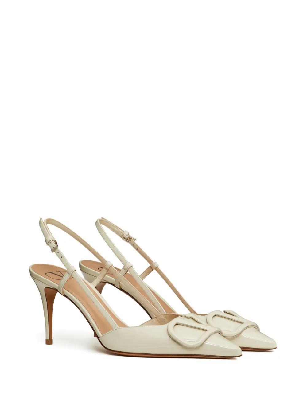 VALENTINO GARAVANI Off-white Vlogo Slingback 80 Pumps In Light Ivory Product Image