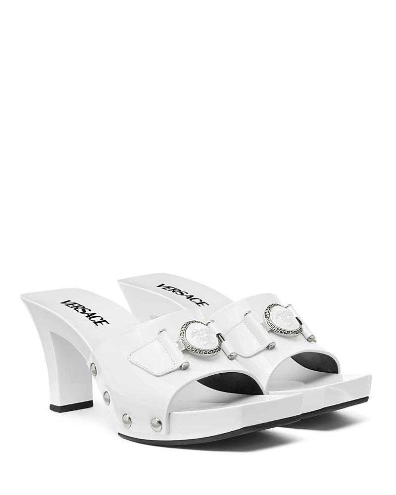 Versace Womens Medusa Medallion Heeled Sandals Product Image