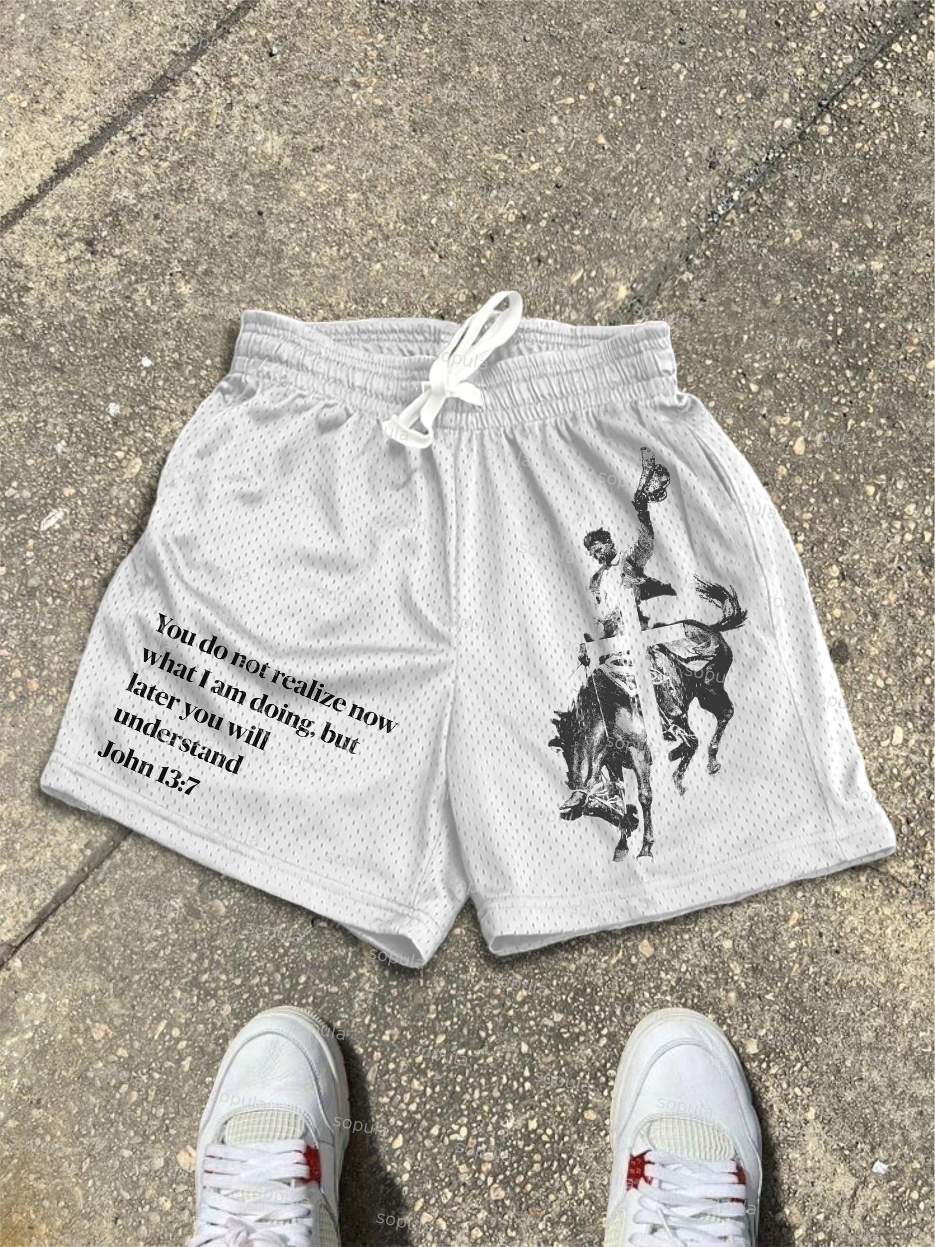 John 13：7 Legendary Denim Mesh Shorts Graphic Product Image