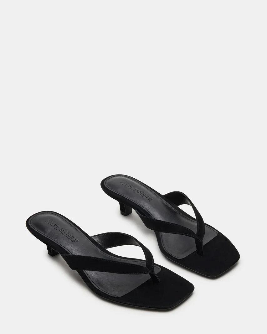 Tracie Black Suede Thong Strap Kitten Heels Product Image