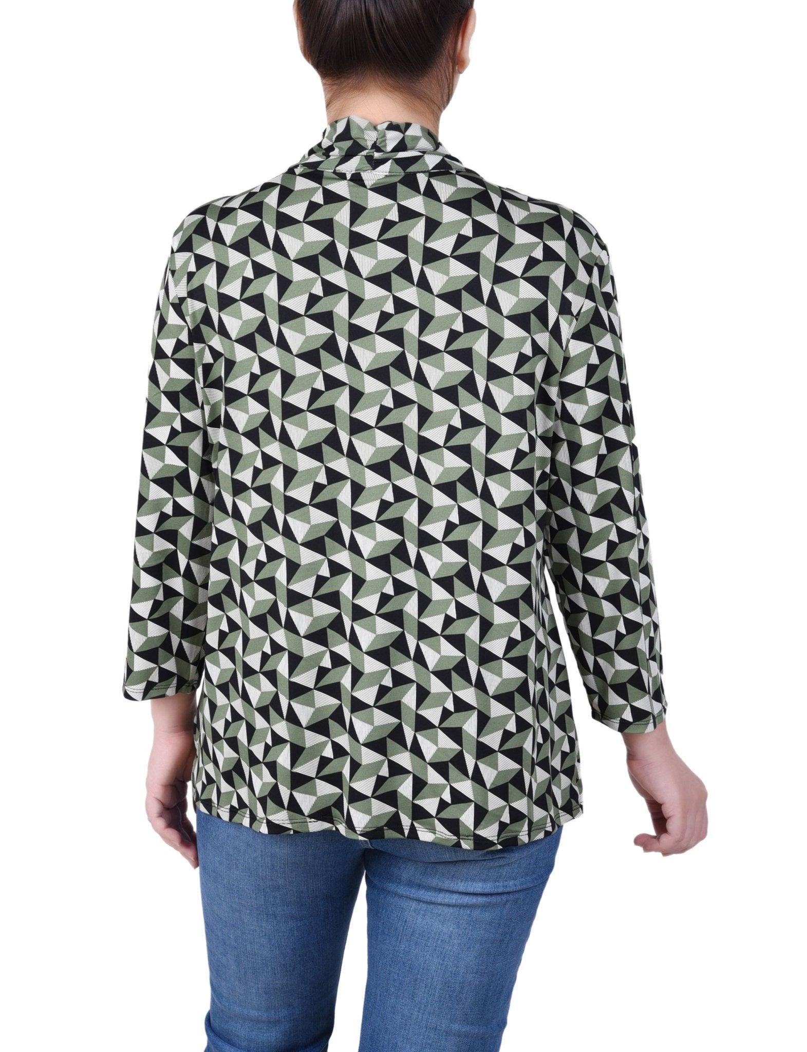 Puff Print 3/4 Sleeve Two-Fer Top - Petite Product Image