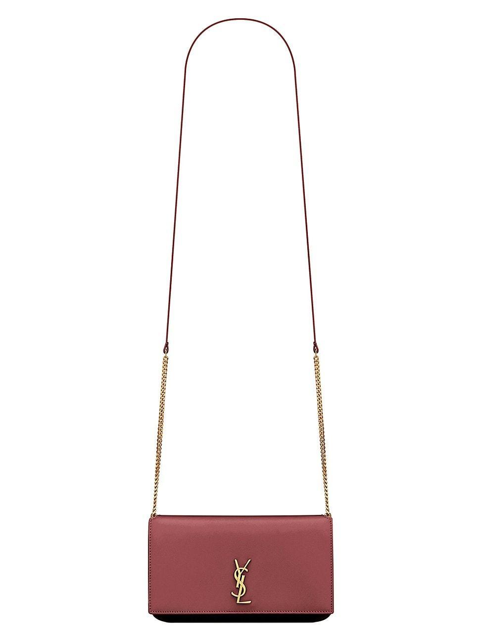 Womens Cassandre Phone Holder with Strap in Shiny Crocodile-Embossed Leather Product Image