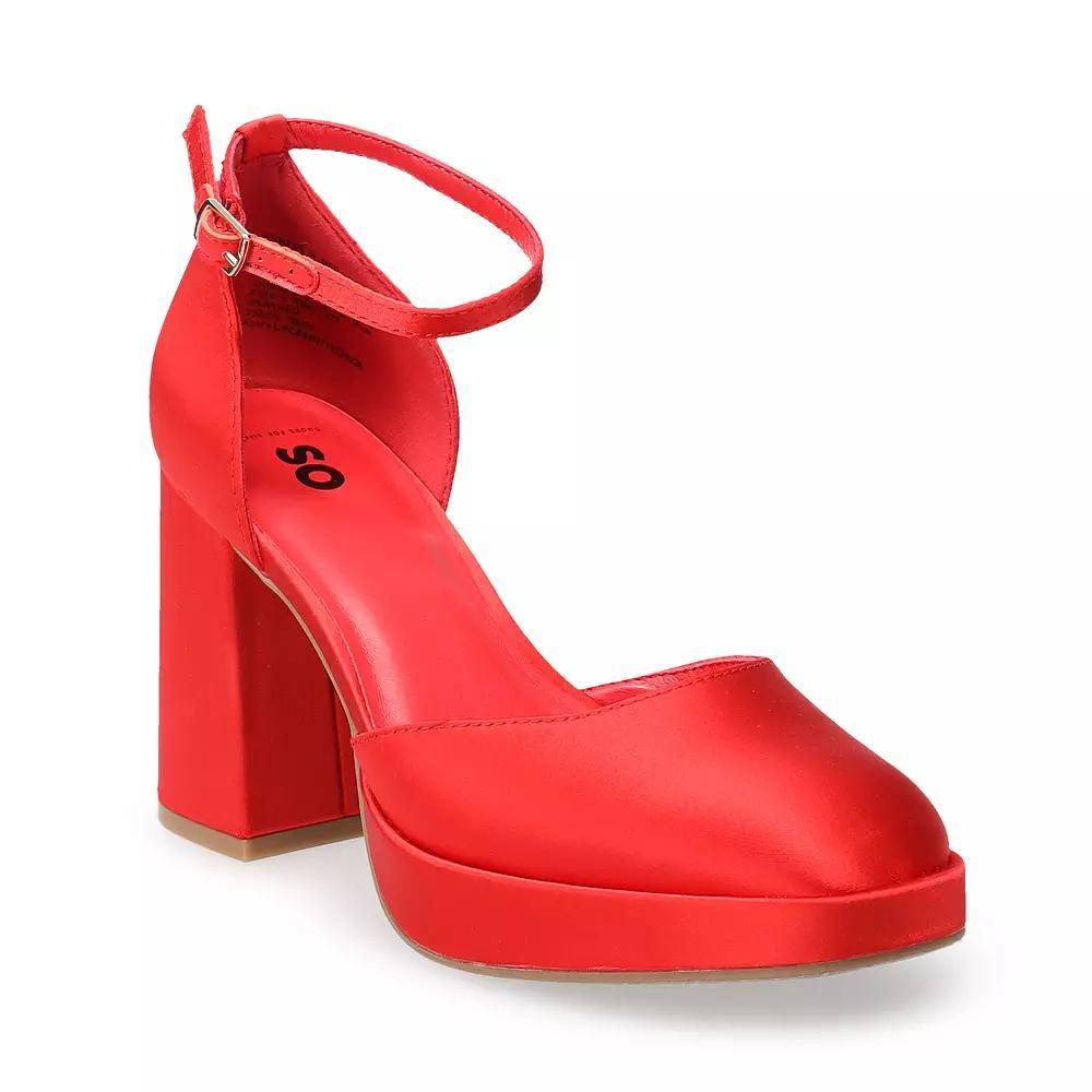 Juniors' SO® Ankle Strap Platform Shoes, Women's, Size: 10, Red Product Image