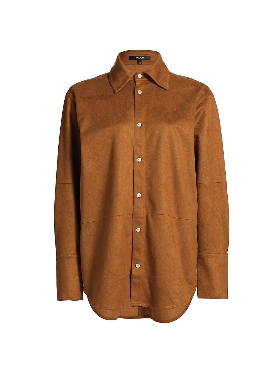 Womens Kali Faux Suede Boyfriend Shirt Product Image
