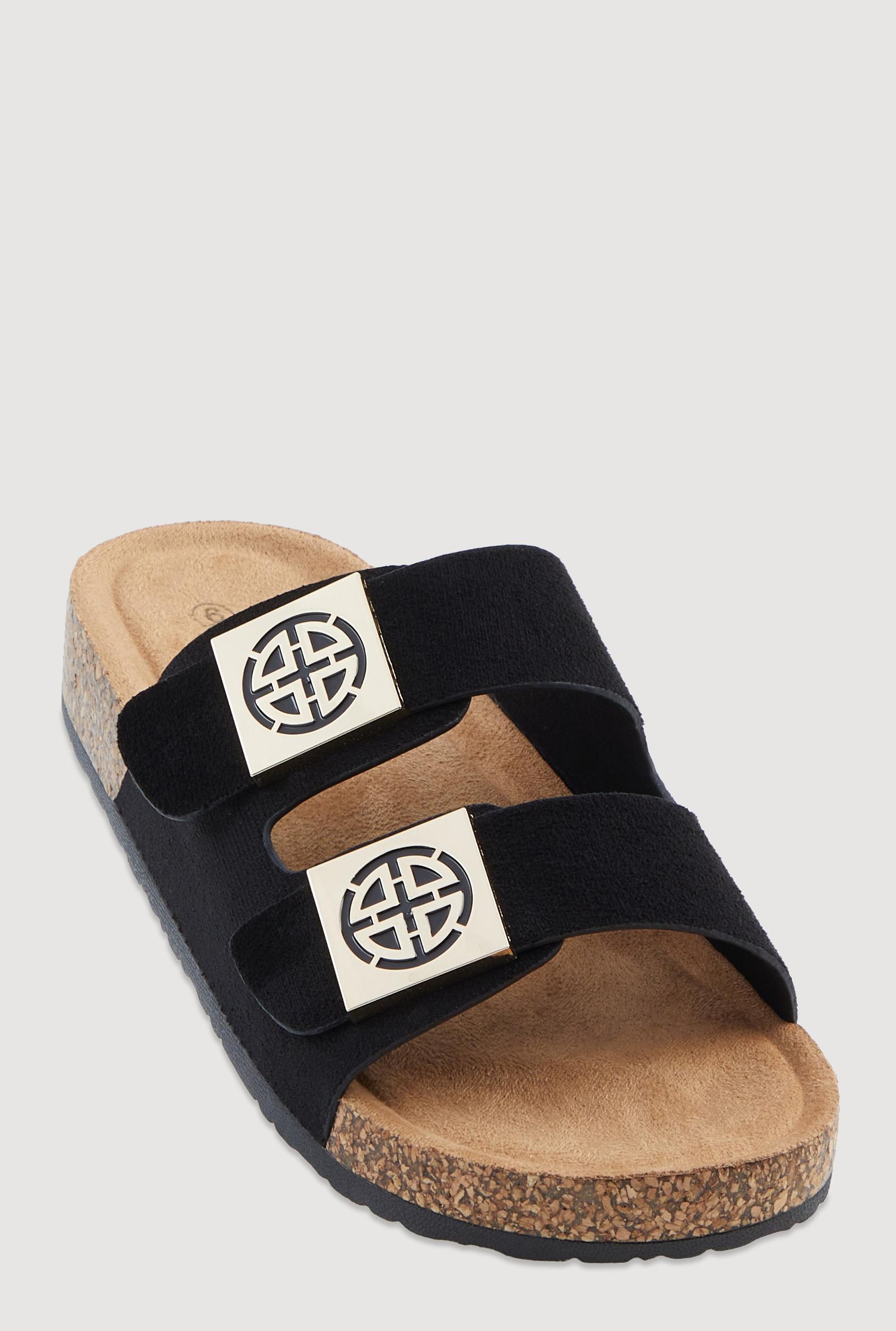 Womens Double Geometric Band Footbed Sandals Product Image