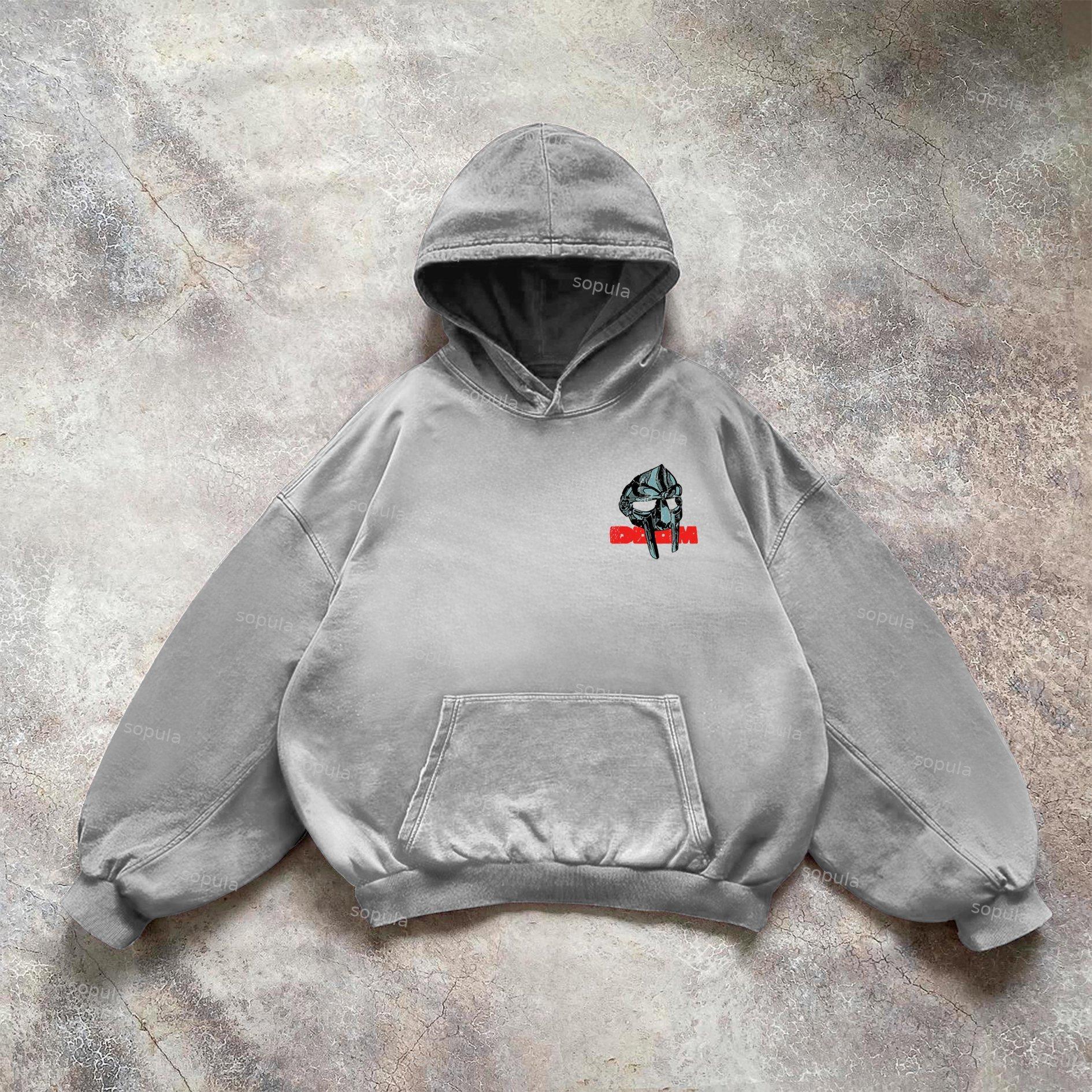 Sopula Vintage The Illest Villain Mf Doom Graphic Print Washed Hoodie Product Image