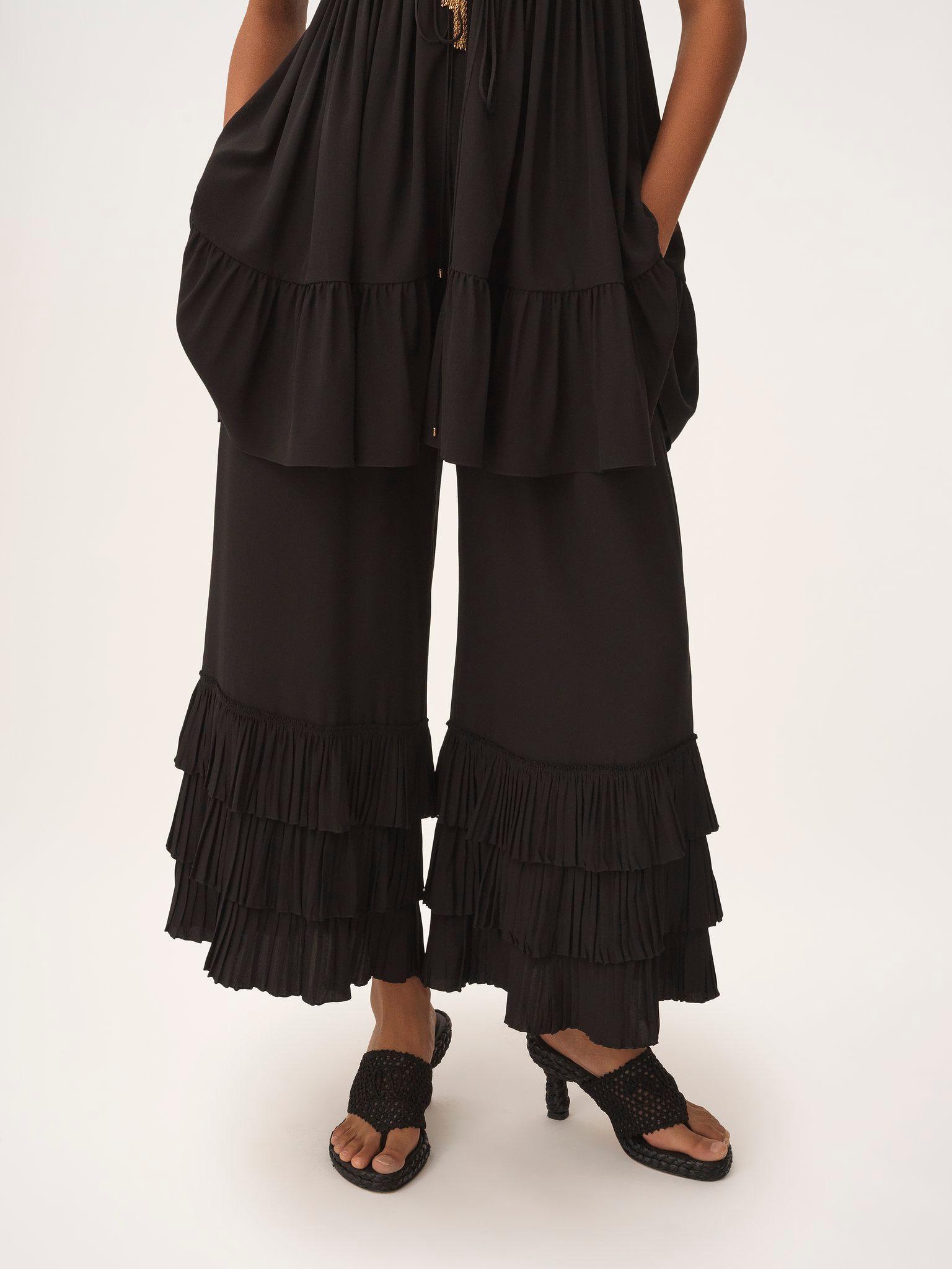 Fluid wide-leg pants in crêpe de chine Product Image