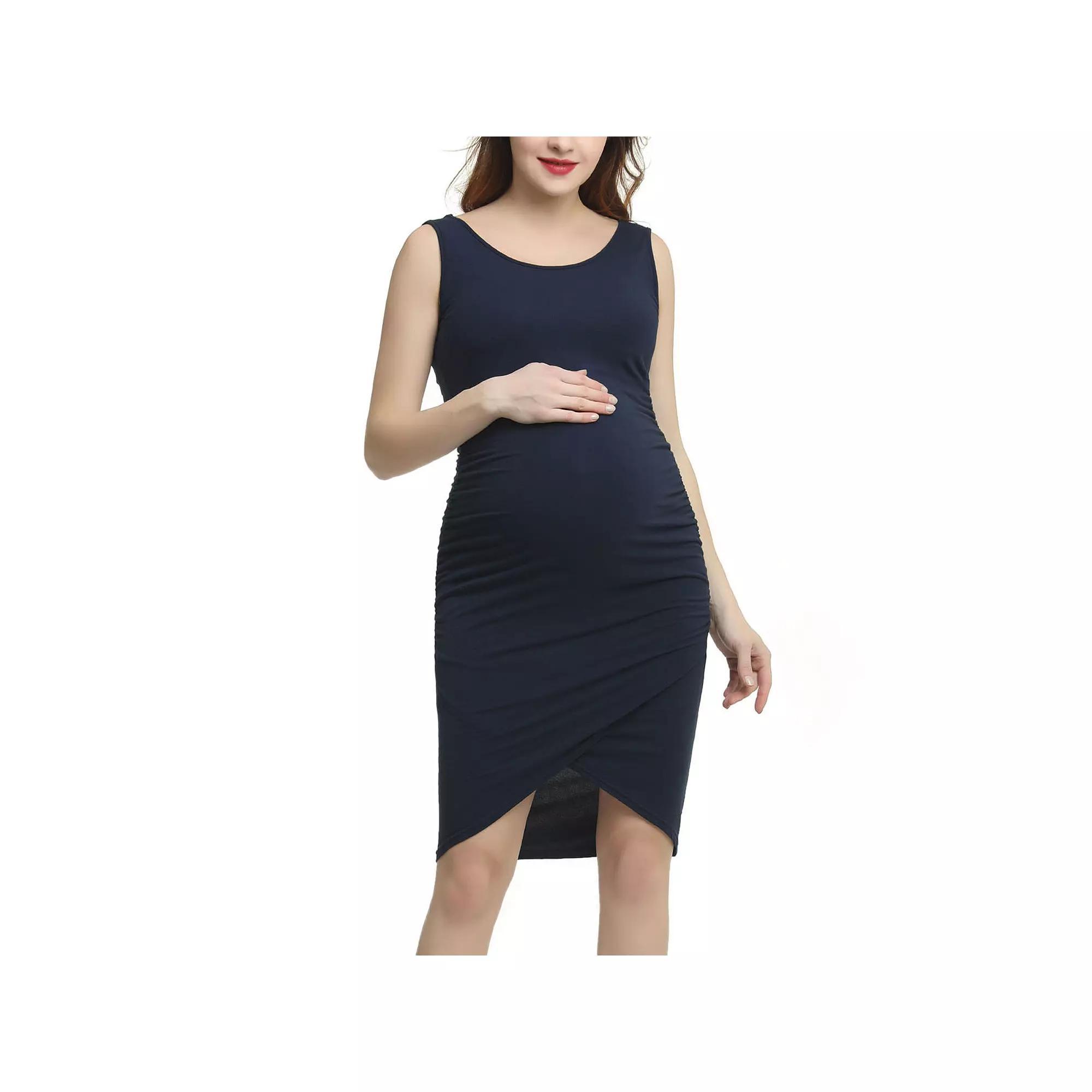 Maternity Pokkori Tulip Hem Midi Dress, Women's, Size: Medium-Mat, Blue Product Image