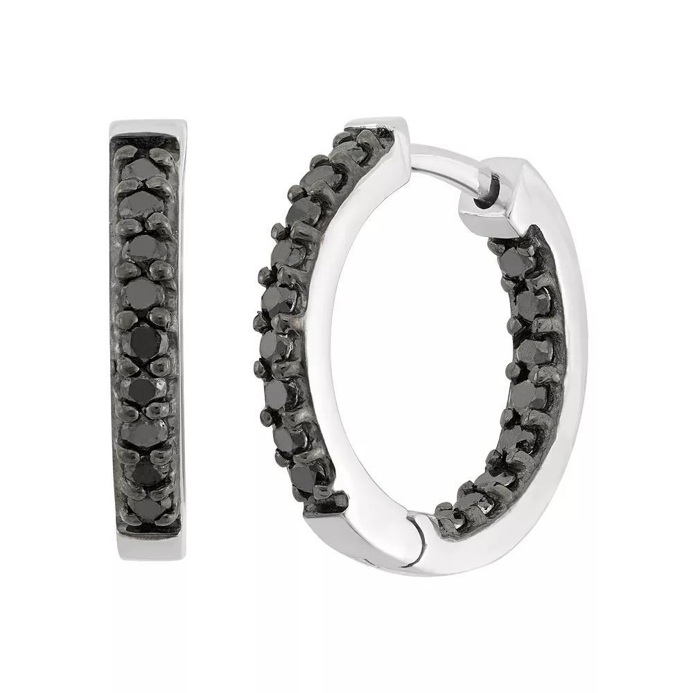 Jewelexcess 1 Carat T.W. Black Diamond Sterling Silver Inside-Out Hoop Earrings, Women's Product Image