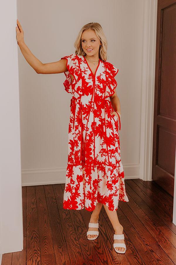 Honey And Hibiscus Floral Midi Dress Product Image