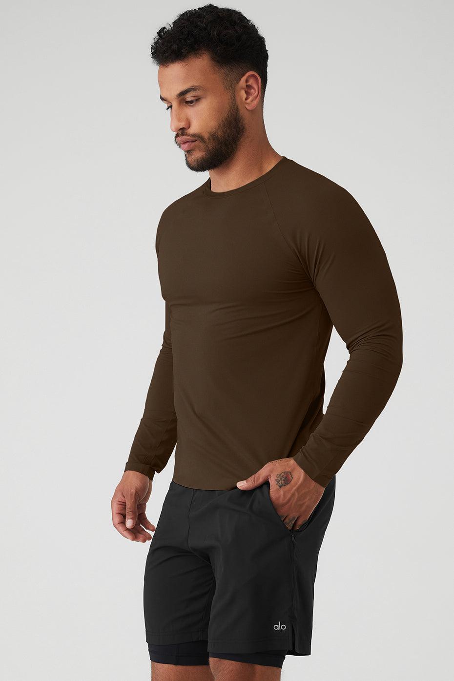 Alo Yoga | Idol Long Sleeve Performance T-Shirt Brown, Size: 2XL Product Image
