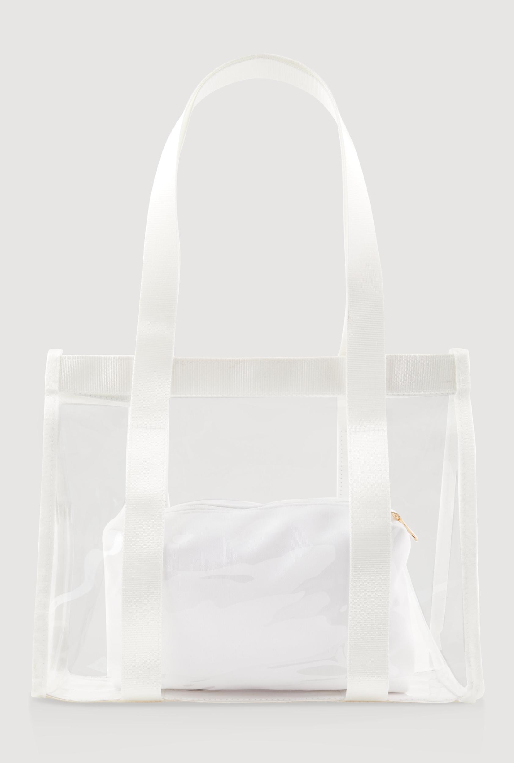 Contrast Trim Clear Tote Bag with Pouch Female Product Image