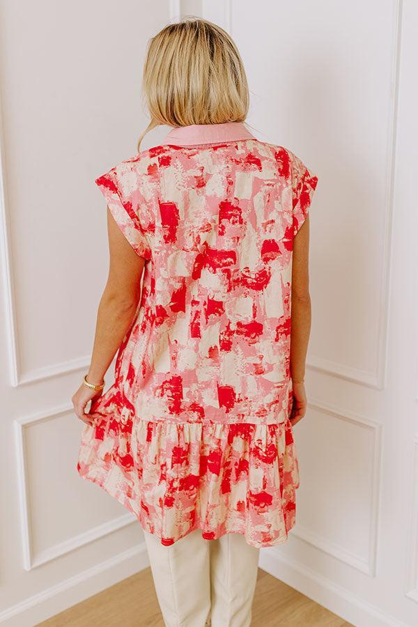 Artistic Flow Button Down Mini Dress in Scarlet Product Image