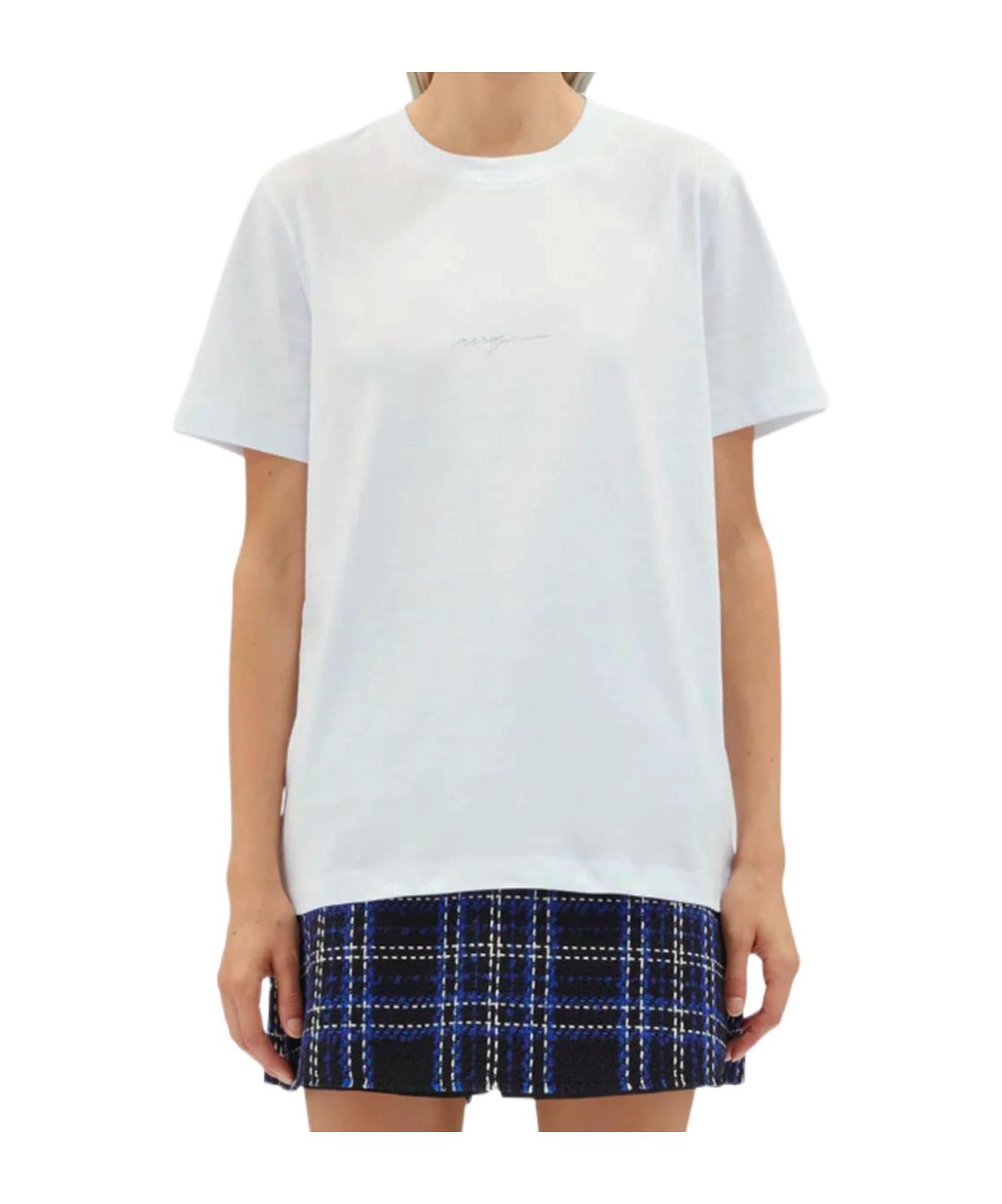 MSGM Logo-print Cotton T-shirt In White Product Image