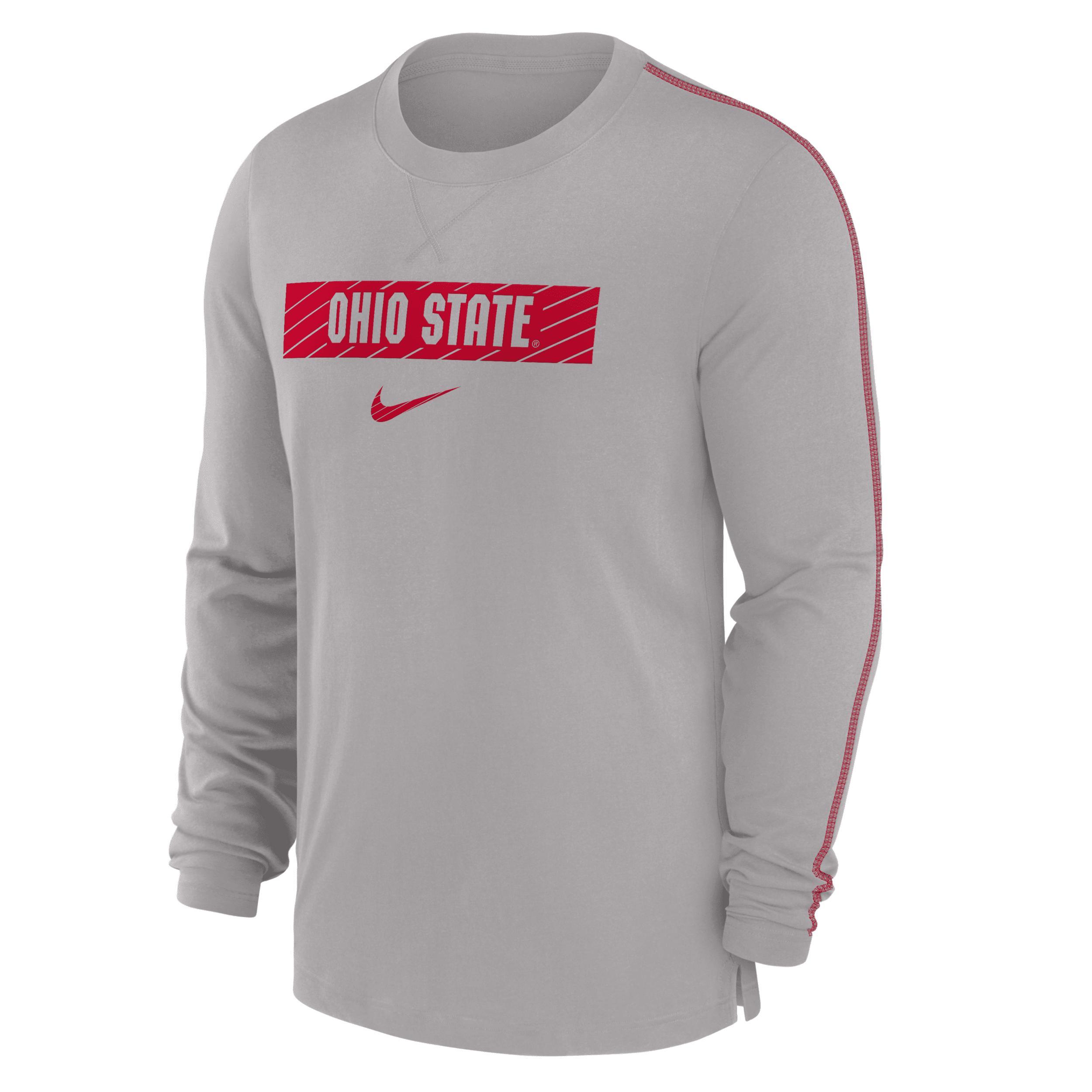 Men's Nike Gray Ohio State Buckeyes 2024 Sideline Player Tri-Blend Performance Long Sleeve T-Shirt, Size: Small, Grey Product Image