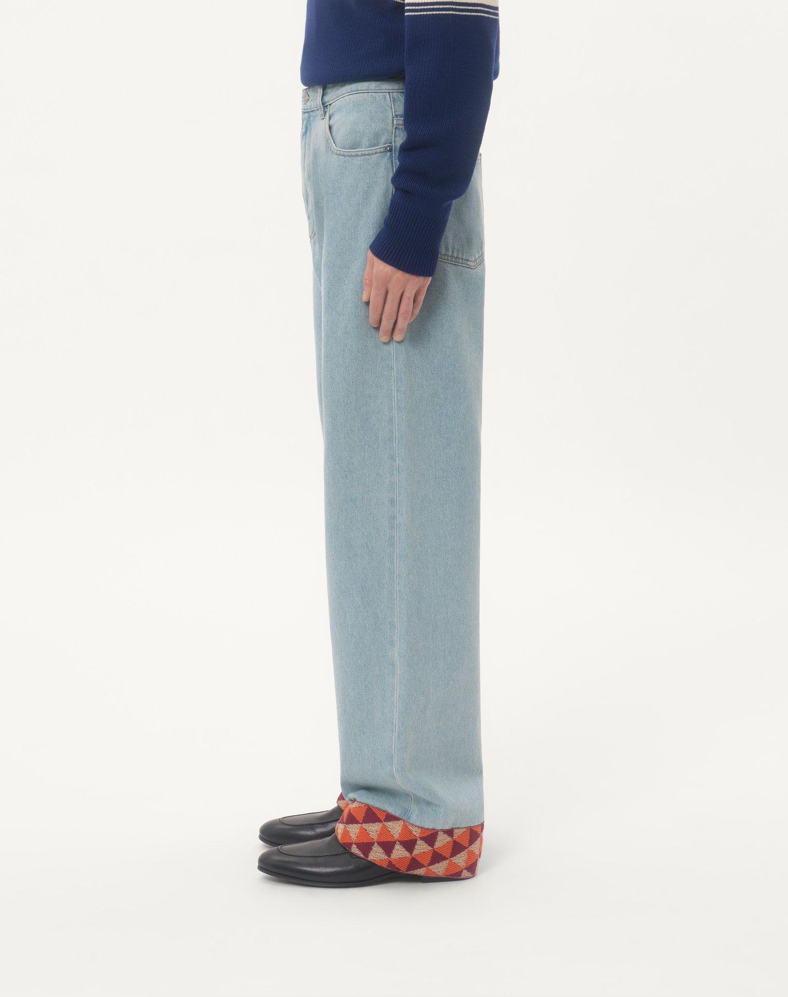 Denim Pants With Jacquard Hem Product Image
