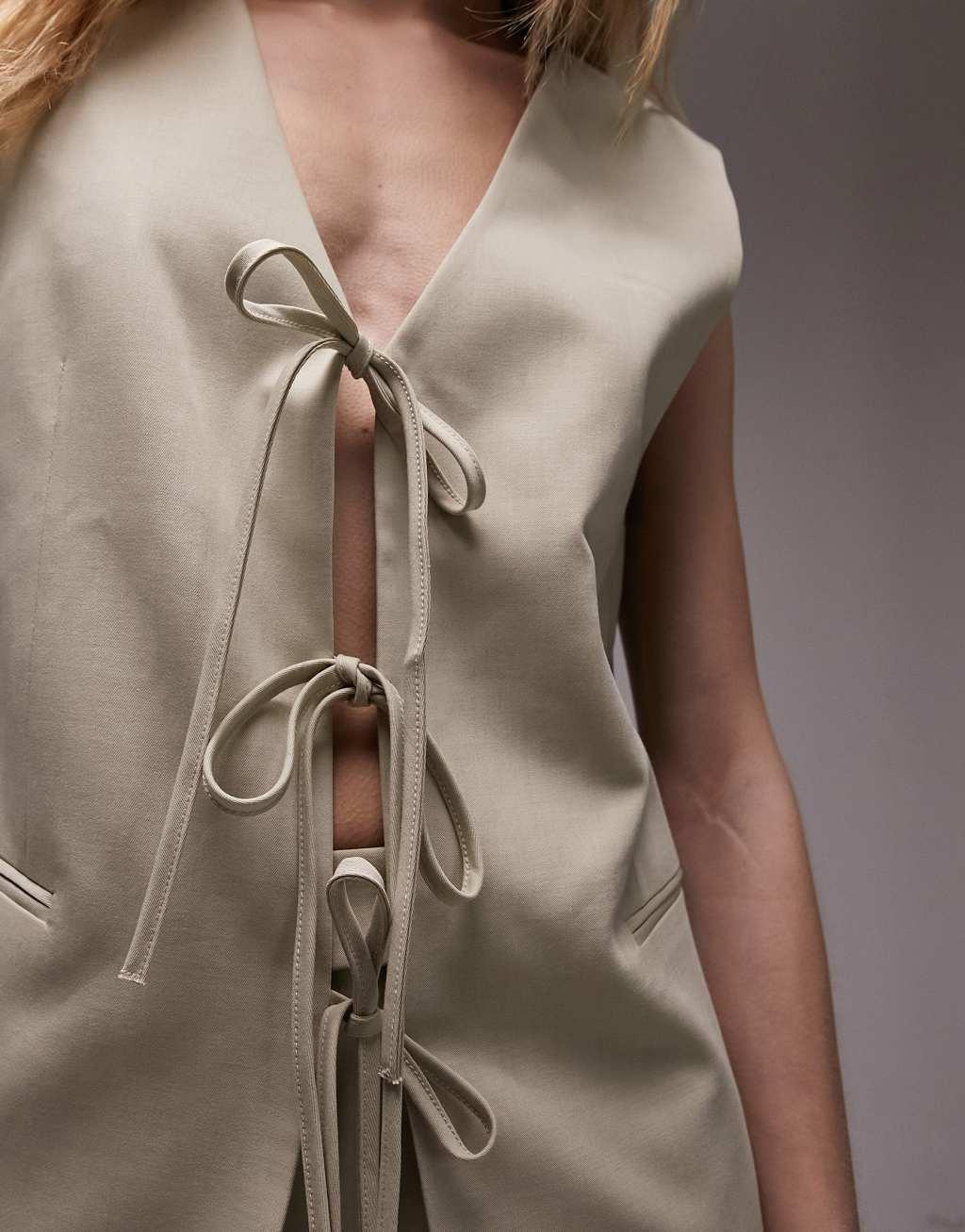 Topshop tailored tie front vest Product Image