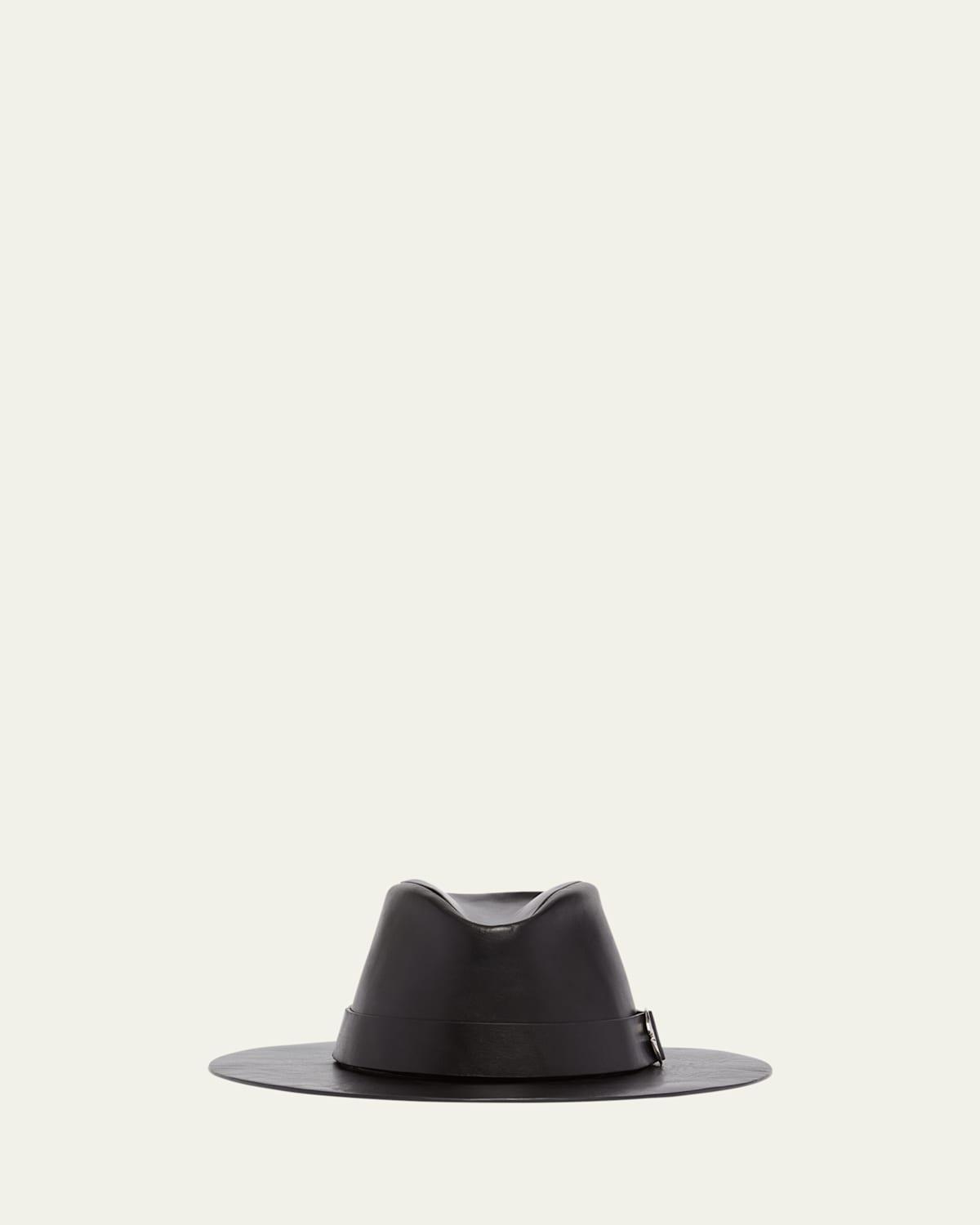 Mens Leather Fedora Hat Product Image