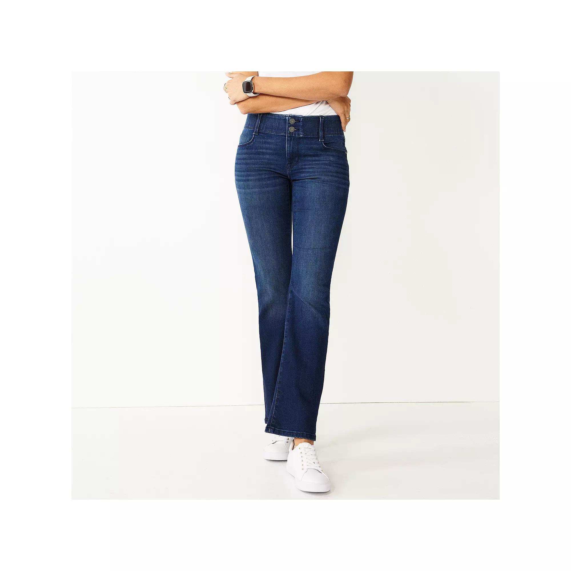 Women's Nine West Tummy-Control Bootcut Jeans, Size: 4 T/Large, Dark Rinse Blast Product Image