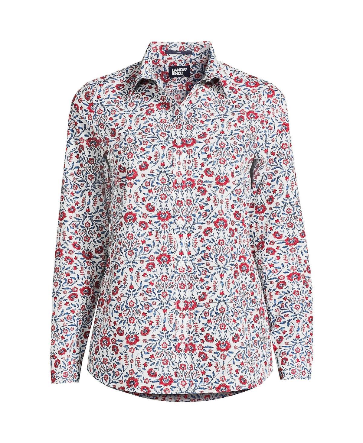 Women's Lands' End No-Iron Long Sleeve Supima Cotton Shirt, Size: 12, Deep  Blue Floral Product Image