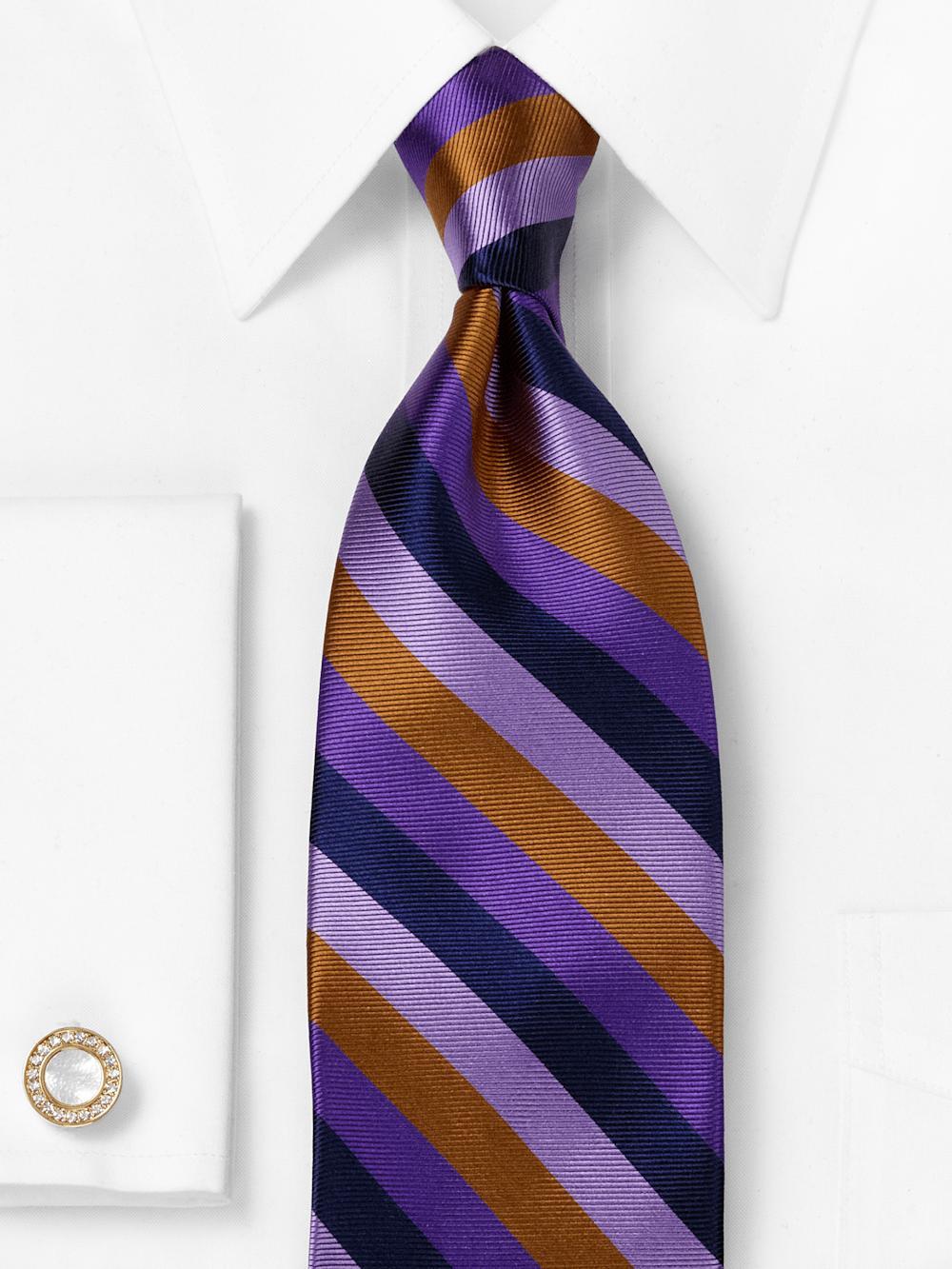 Stripe Woven Silk Tie - Purple Multi Product Image