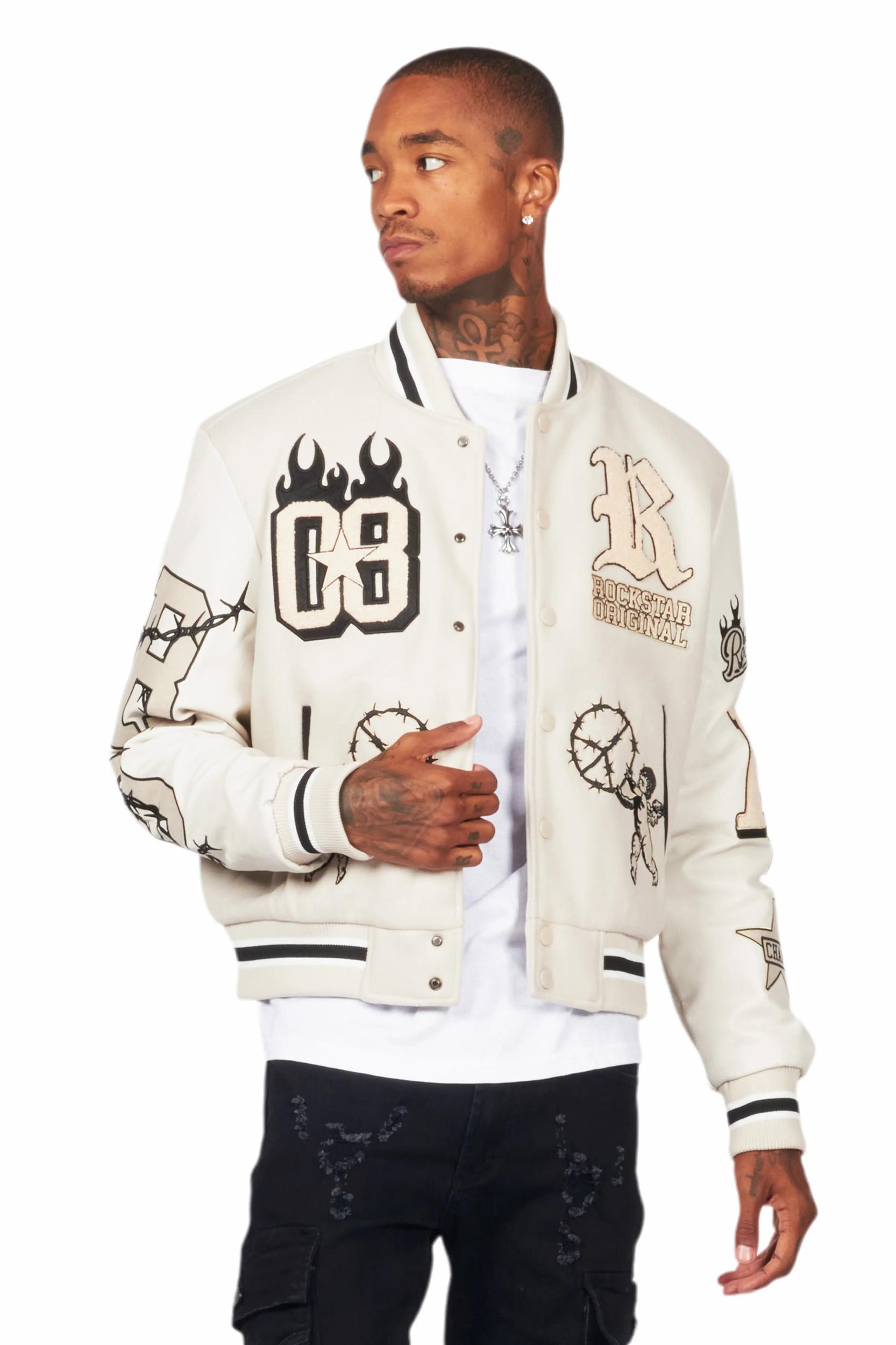 Rune Beige Varsity Jacket Male Product Image