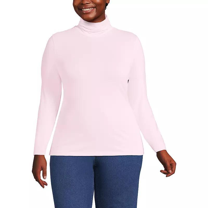 Plus Size Lands' End Lightweight Fitted Long Sleeve Turtleneck, Women's, Size: 1XL, Black Product Image
