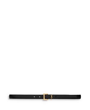 Womens Cassandre Thin Belt with Square Buckle in Grained Leather Product Image