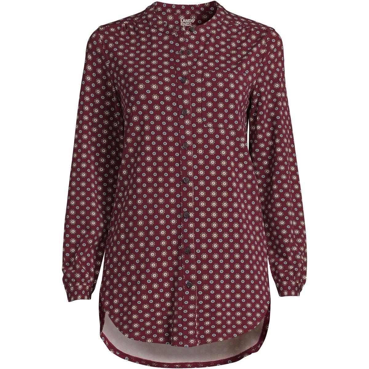 Women's Lands' End Long Sleeve A-Line Tunic, Size: XS, White Product Image
