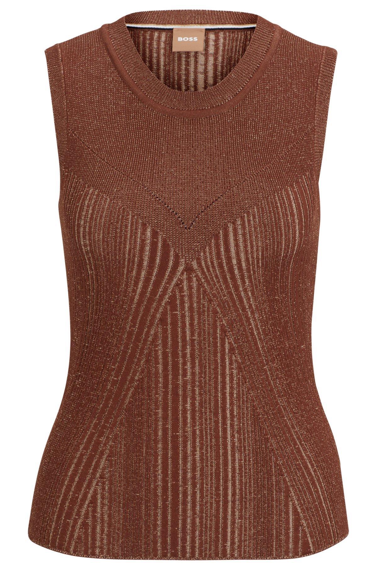 Sleeveless knitted top with ribbed structure Product Image