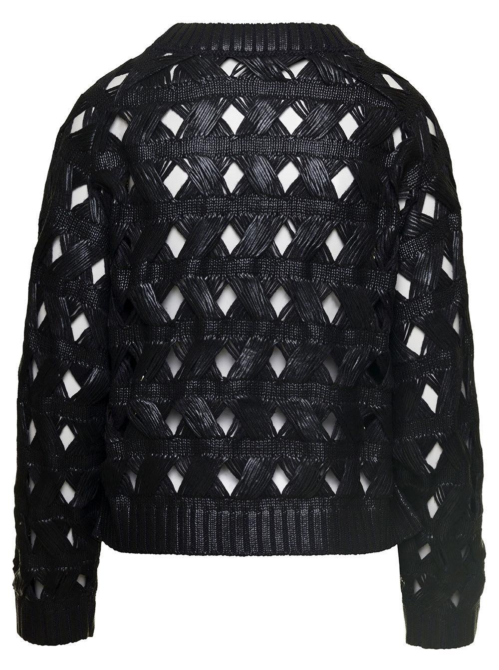 ALBERTA FERRETTI Cordonetto Cotton Blend Sweater In Black Product Image