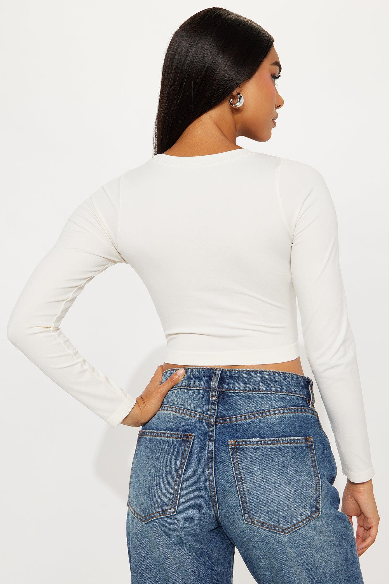 Bria Crew Neck Basic Top - Cream Product Image