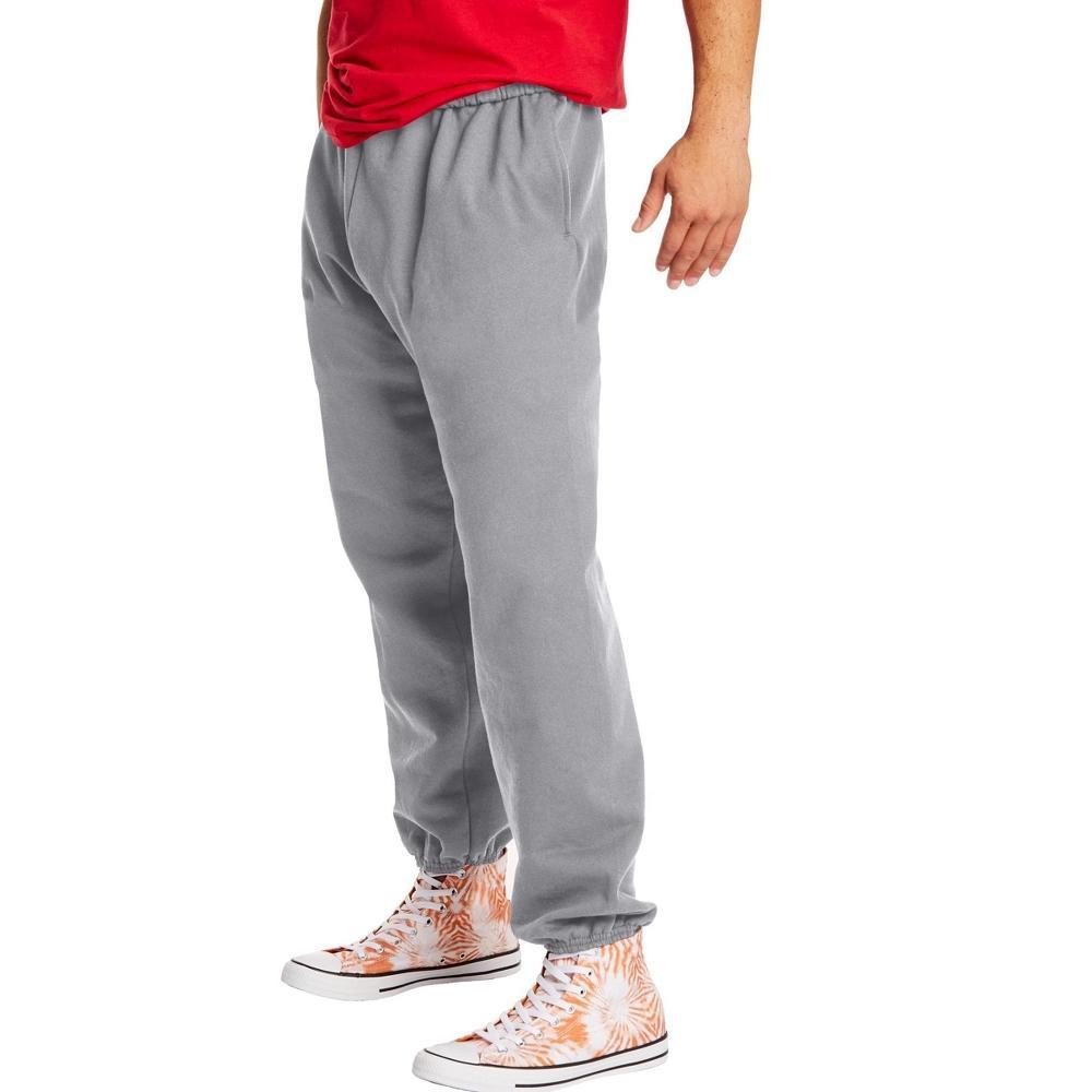 Mens Hanes Ultimate Cotton Cinched-Leg Sweatpants Light Silver Product Image